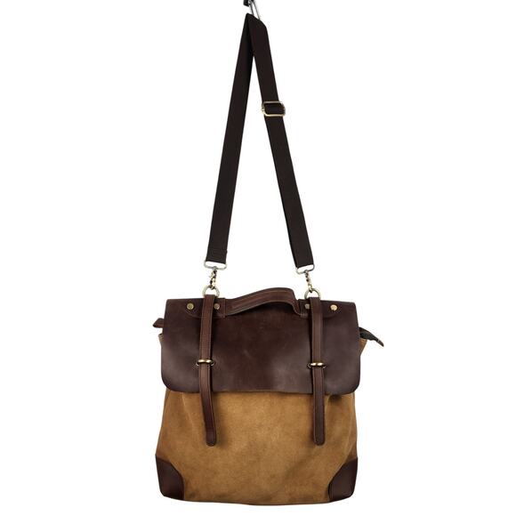 Jesslyn Blake 100% Leather & Suede Messenger Bag Brown/Tan Crossbody Option EUC - Picture 2 of 16